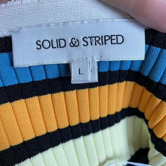 Solid & Striped Ribbed Striped 70s Style Tube Top Orange Blue Yellow sz Large - Picture 4 of 4